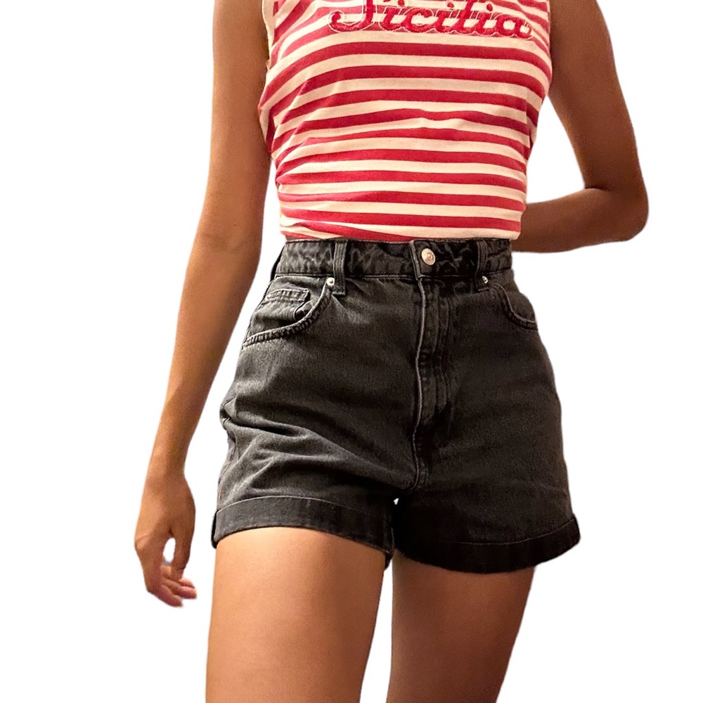 high waisted denim shorts